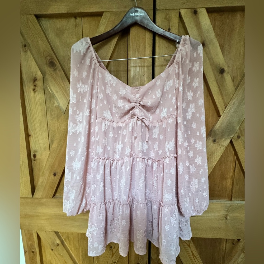 Pink long sleeve mini dress